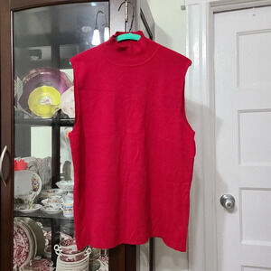 Chico's Women's Isabelle Silk Blend Mock Neck Sweater Tank Size Xlarge NWT Red